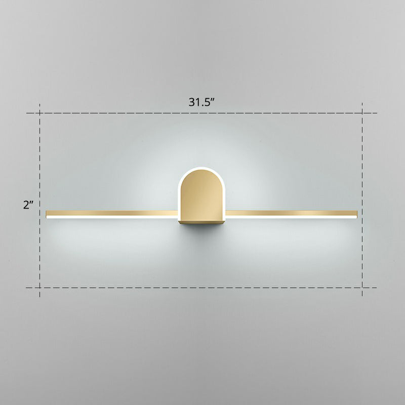 Minimalist Acrylic Led Vanity Light With Gold Finish For Bathroom Walls / 31.5 Semicircle