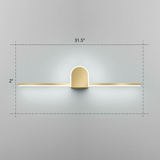 Minimalist Acrylic Led Vanity Light With Gold Finish For Bathroom Walls / 31.5 Semicircle