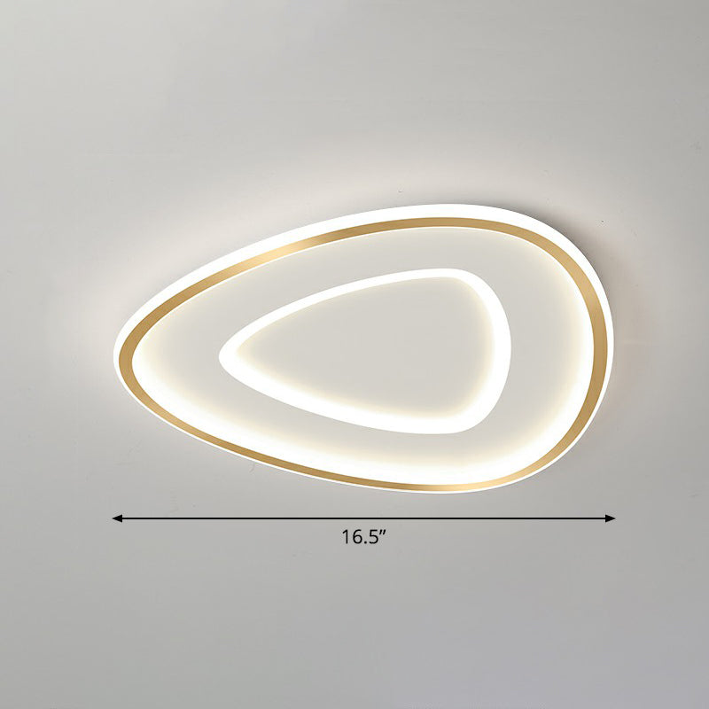 Sleek Gold Teardrop Led Ceiling Light Flush Mount - Simplicity & Style / 16.5 White