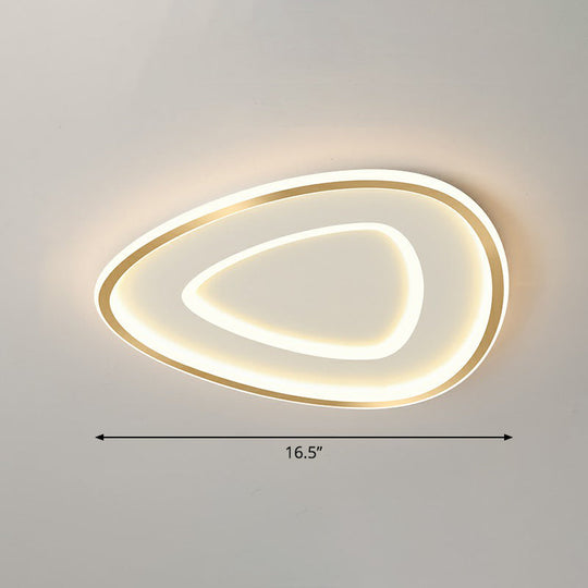 Sleek Gold Teardrop Led Ceiling Light Flush Mount - Simplicity & Style / 16.5’ Remote Control