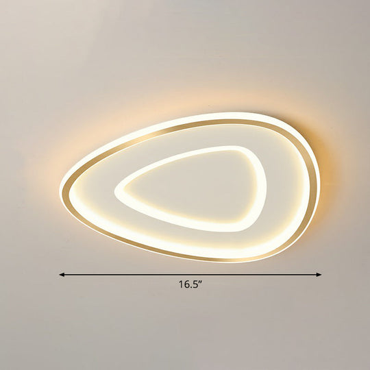 Sleek Gold Teardrop Led Ceiling Light Flush Mount - Simplicity & Style / 16.5 Warm