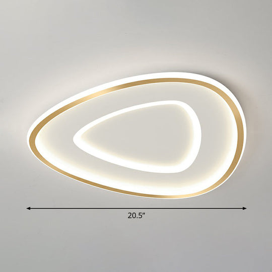 Sleek Gold Teardrop Led Ceiling Light Flush Mount - Simplicity & Style / 20.5’ White