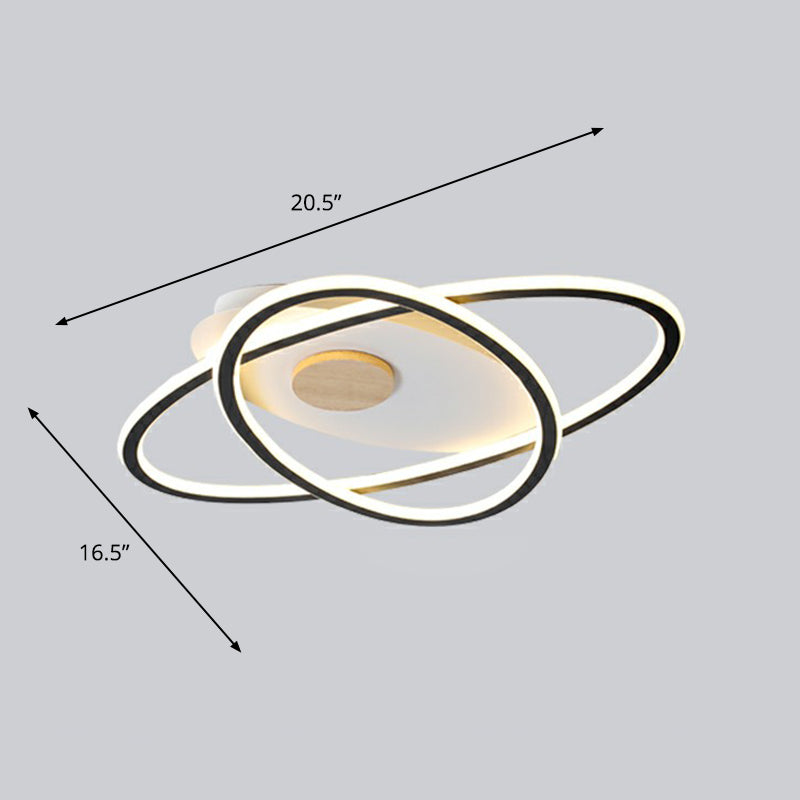 Modern Oval Flush Mount Led Ceiling Light Fixture For Bedroom Black / 16.5’ Warm