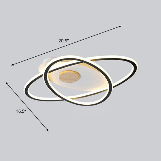 Modern Oval Flush Mount Led Ceiling Light Fixture For Bedroom Black / 16.5’ Third Gear