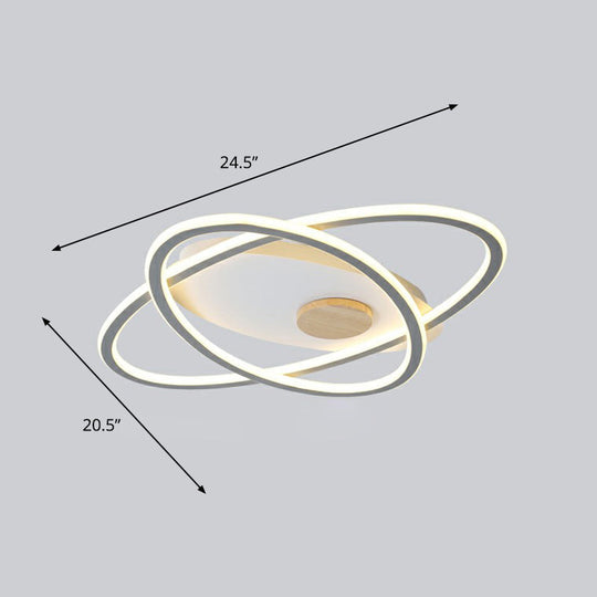Modern Oval Flush Mount Led Ceiling Light Fixture For Bedroom Grey / 20.5’(53Cm) Third Gear