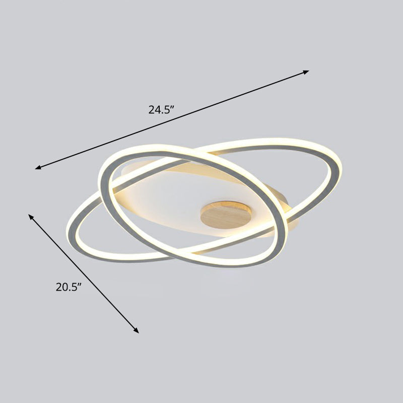 Modern Oval Flush Mount Led Ceiling Light Fixture For Bedroom Grey / 20.5(53Cm) Third Gear