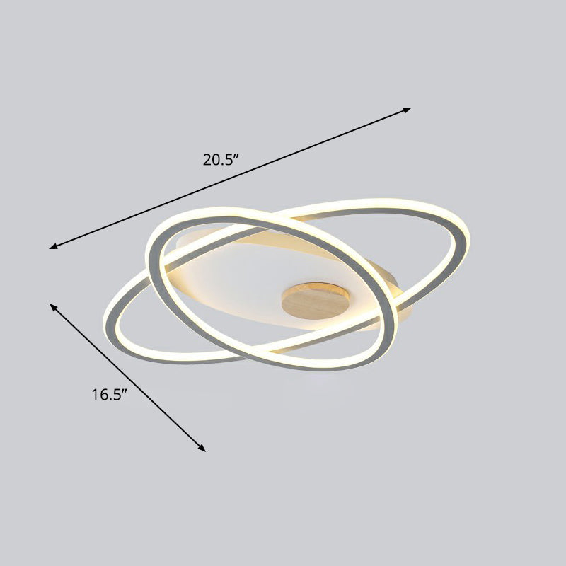 Modern Oval Flush Mount Led Ceiling Light Fixture For Bedroom Grey / 16.5 Warm