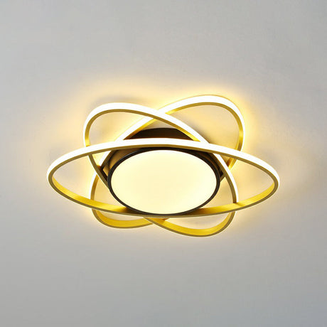 Modern Black Surface Mount Led Ceiling Light With Metallic Floral Design / 19 Third Gear