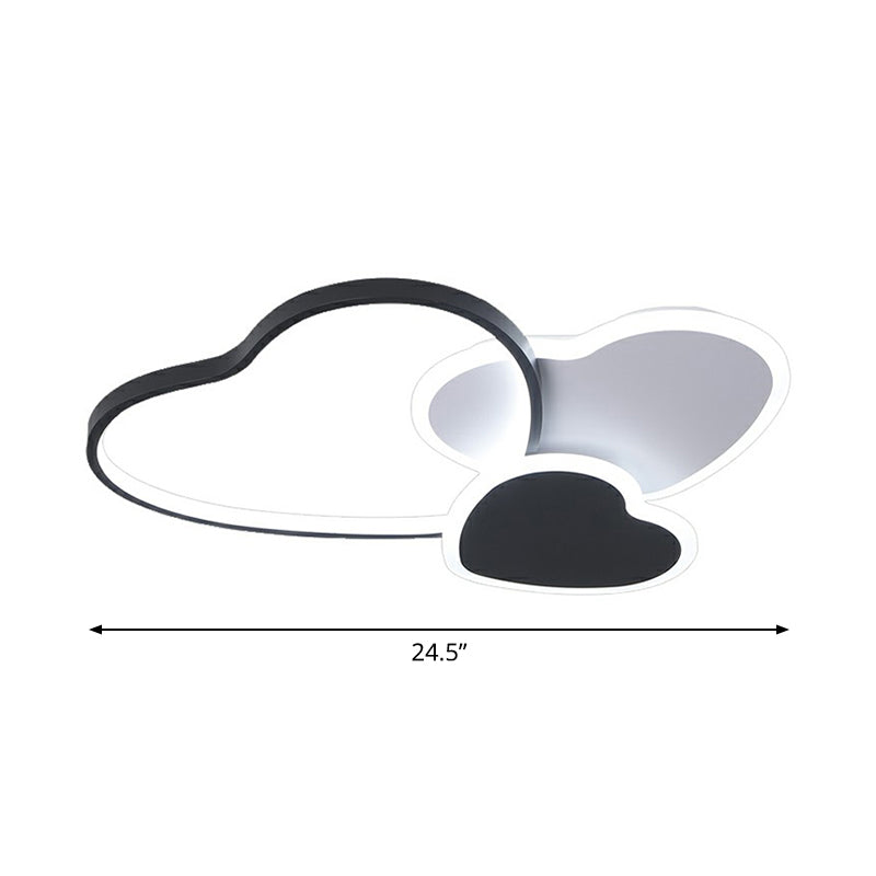 Modern Black Heart Led Flush Mount Light For Bedroom Ceiling / 24.5 Third Gear