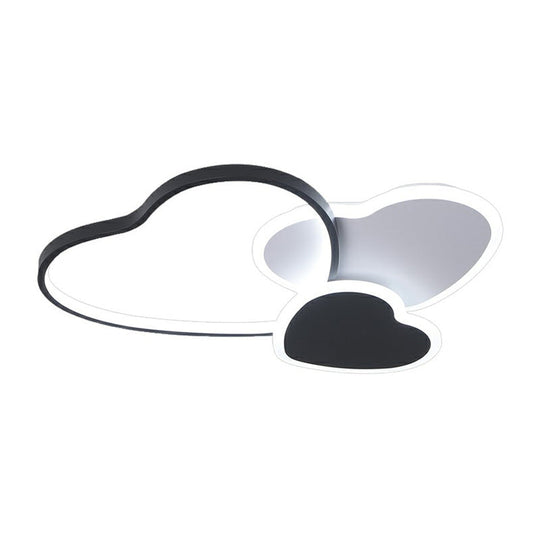 Modern Black Heart Led Flush Mount Light For Bedroom Ceiling