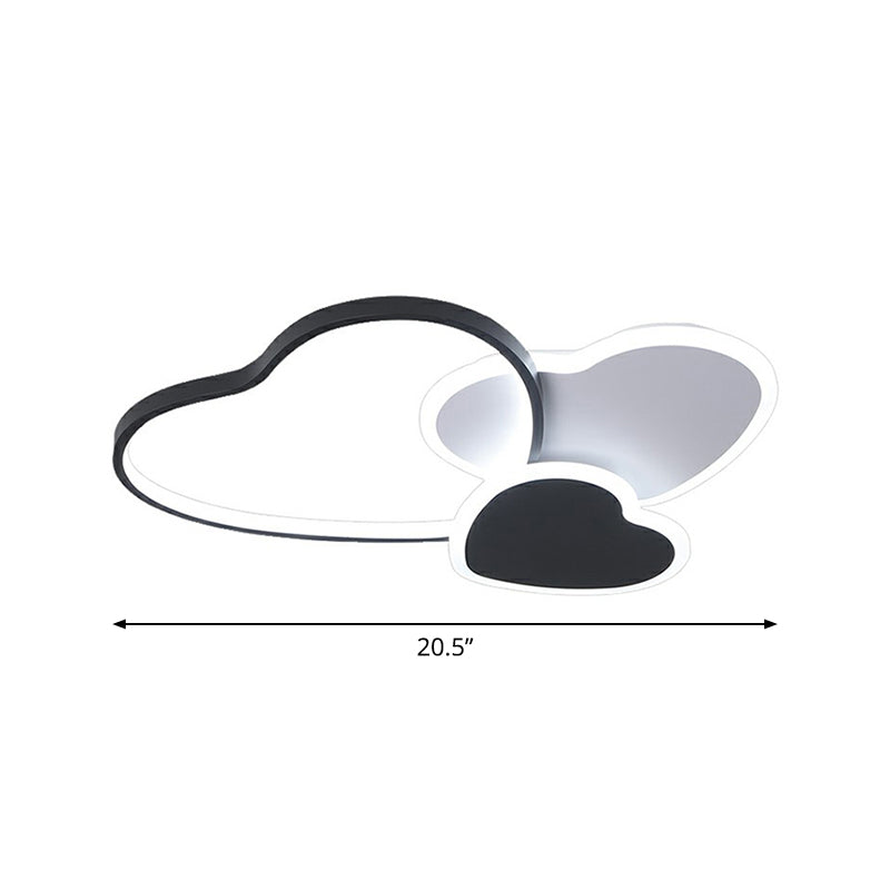Modern Black Heart Led Flush Mount Light For Bedroom Ceiling / 20.5 Third Gear