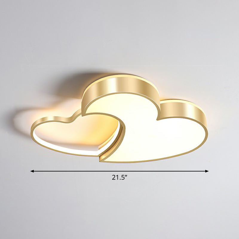 Minimalist Heart-Shaped Metal Ceiling Flush Mount Led Light In Golden Finish Ideal For Bedrooms Gold