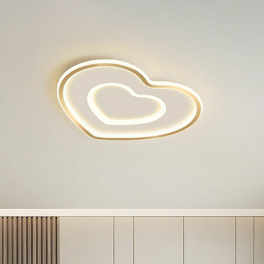 Ultra - Thin Gold Love Heart Led Ceiling Light For Bedroom