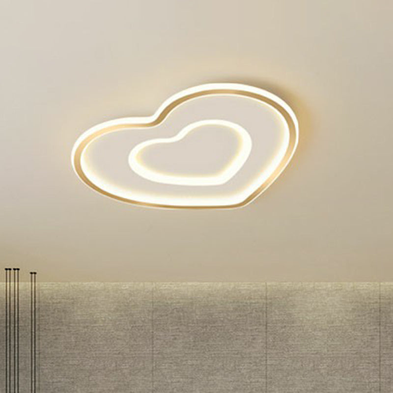Ultra - Thin Gold Love Heart Led Ceiling Light For Bedroom