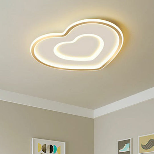 Ultra - Thin Gold Love Heart Led Ceiling Light For Bedroom