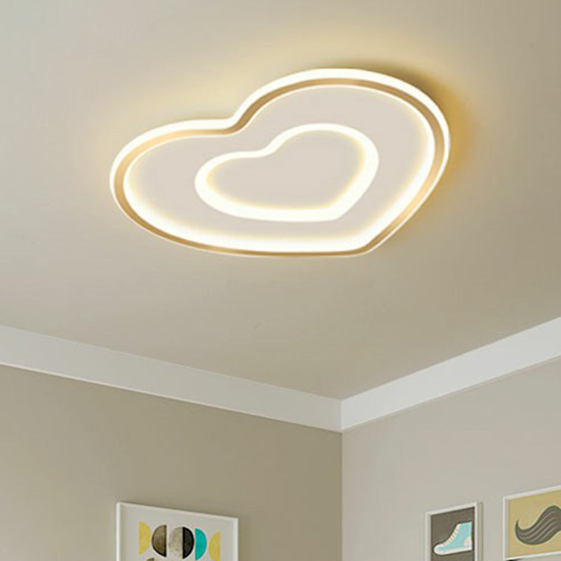 Ultra-Thin Gold Love Heart Led Ceiling Light For Bedroom