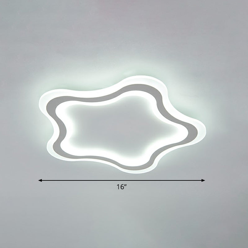 Kids Cartoon Acrylic Led Flushmount Ceiling Light With White Pentacle Design / 16