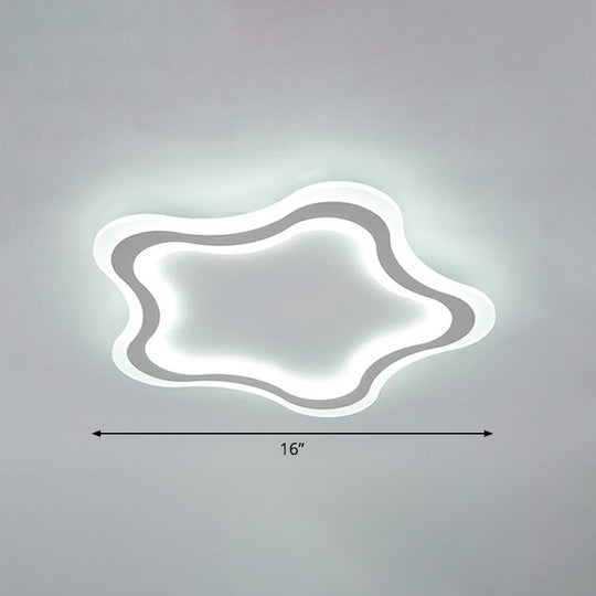 Kids Cartoon Acrylic Led Flushmount Ceiling Light With White Pentacle Design / 16