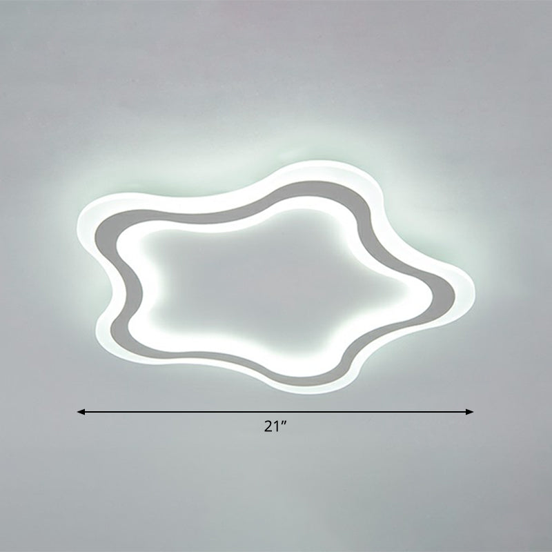 Kids Cartoon Acrylic Led Flushmount Ceiling Light With White Pentacle Design / 21