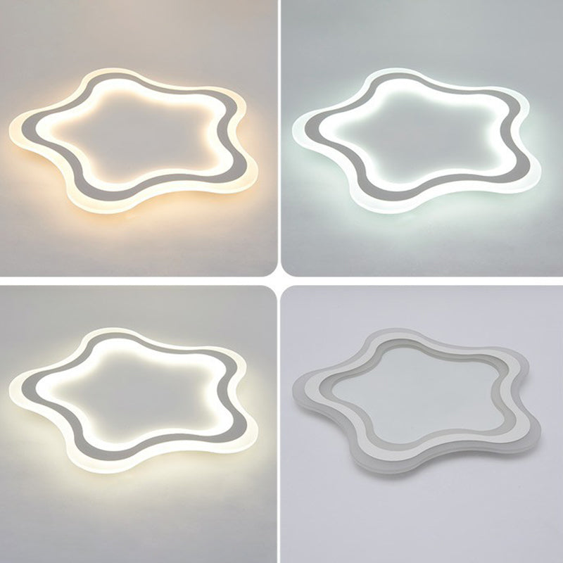 Kids’ Cartoon Acrylic Led Flushmount Ceiling Light With White Pentacle Design