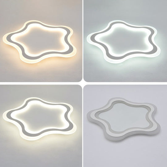 Kids’ Cartoon Acrylic Led Flushmount Ceiling Light With White Pentacle Design