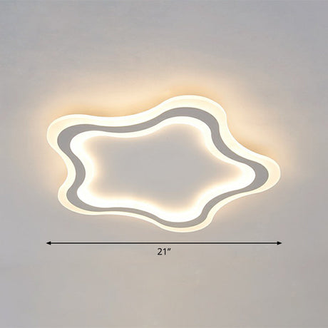 Kids Cartoon Acrylic Led Flushmount Ceiling Light With White Pentacle Design / 21 Warm