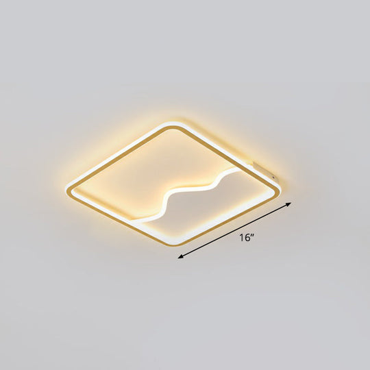 Minimalist Acrylic Led Ceiling Lighting Fixture For Bedroom - Mountain Mural Flush Mount Gold / Warm