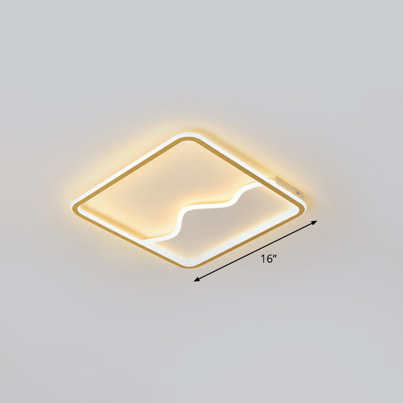 Minimalist Acrylic Led Ceiling Lighting Fixture For Bedroom - Mountain Mural Flush Mount Gold /