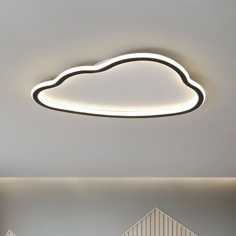 Black And White Led Cloud Ceiling Light With Acrylic Shade - Flush Mount Simple Design