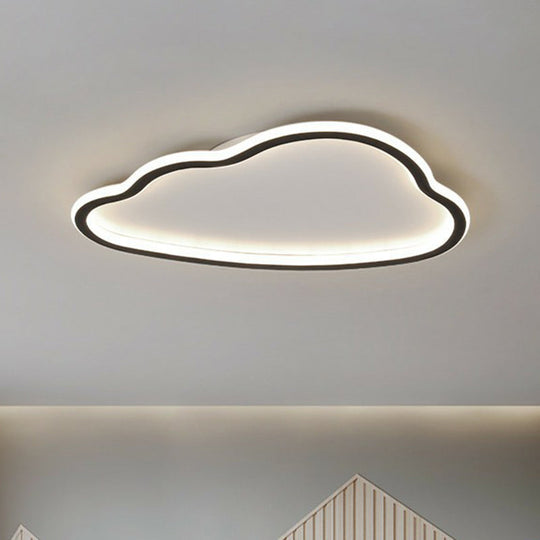 Black And White Led Cloud Ceiling Light With Acrylic Shade - Flush Mount Simple Design