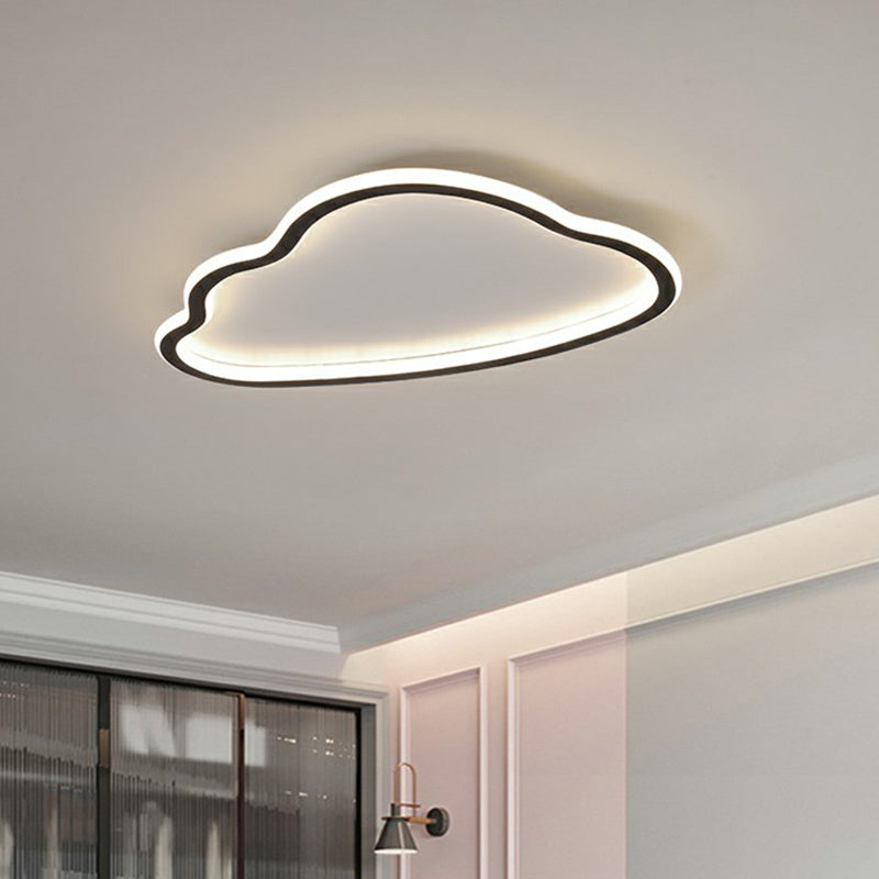 Black And White Led Cloud Ceiling Light With Acrylic Shade - Flush Mount Simple Design