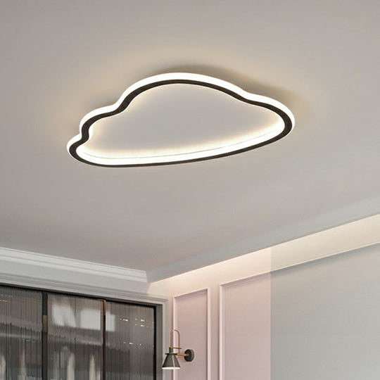 Black And White Led Cloud Ceiling Light With Acrylic Shade - Flush Mount Simple Design
