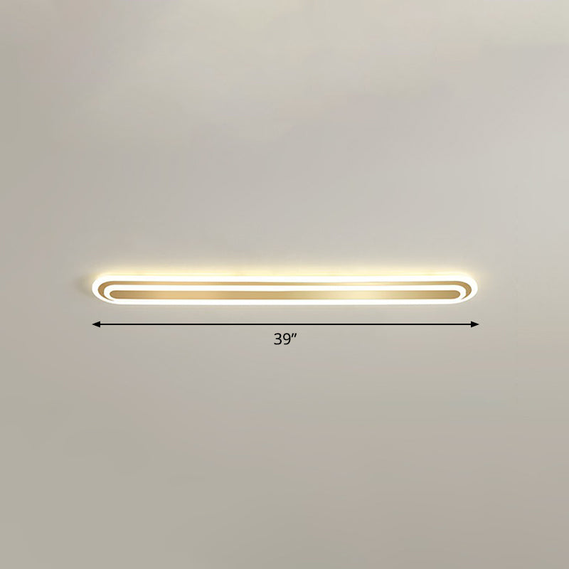 Minimalist Gold Led Ceiling Light For Bedroom - Acrylic Flush Mount Fixture / 39’ Warm