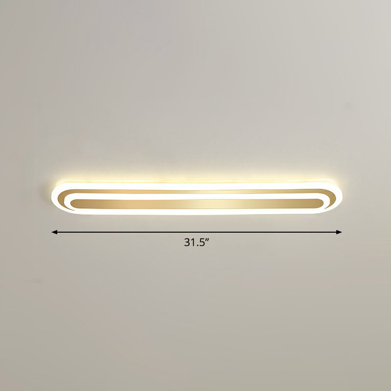Minimalist Gold Led Ceiling Light For Bedroom - Acrylic Flush Mount Fixture / 31.5’ Warm