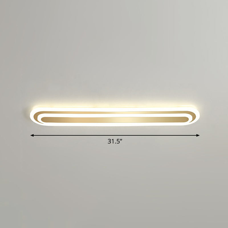 Minimalist Gold Led Ceiling Light For Bedroom - Acrylic Flush Mount Fixture / 31.5’ Remote