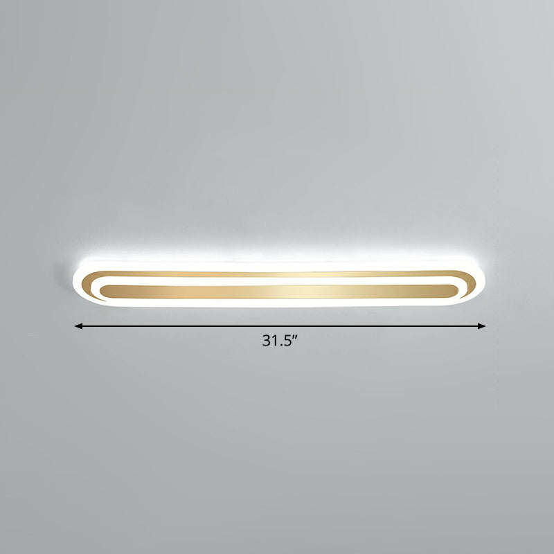 Minimalist Gold Led Ceiling Light For Bedroom - Acrylic Flush Mount Fixture / 31.5’ White