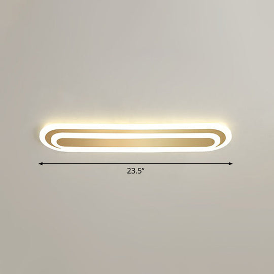 Minimalist Gold Led Ceiling Light For Bedroom - Acrylic Flush Mount Fixture / 23.5’ Warm