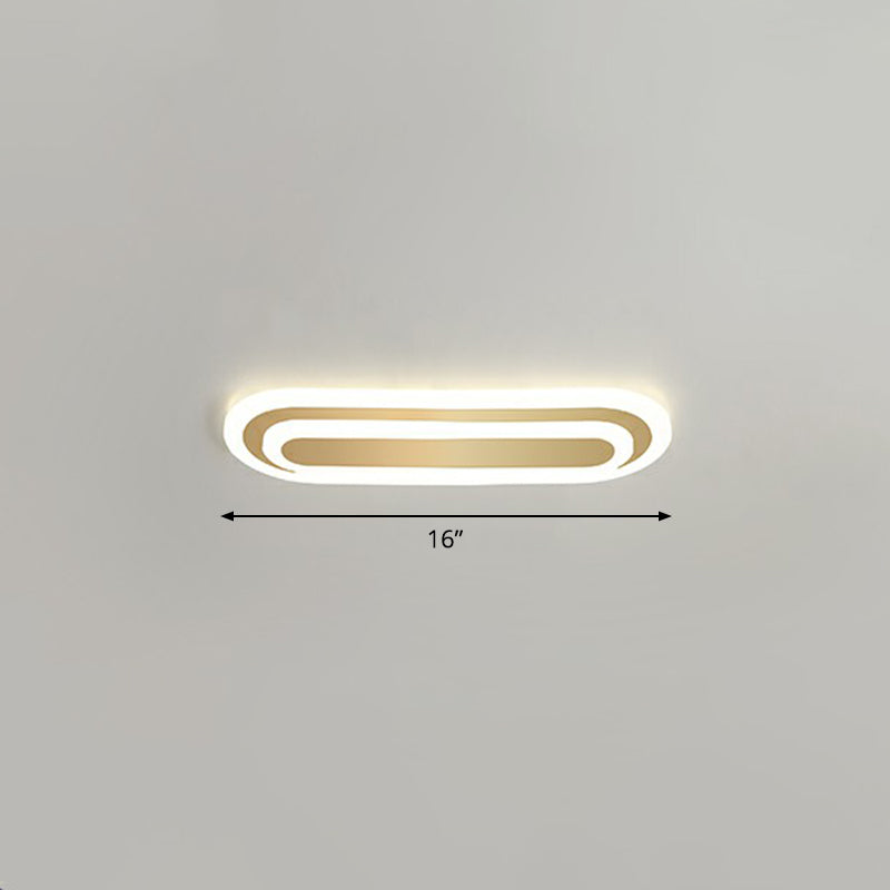 Minimalist Gold Led Ceiling Light For Bedroom - Acrylic Flush Mount Fixture / 16’ Remote Control