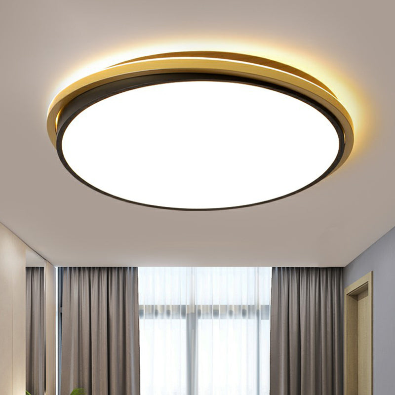 Minimalist Gold And Black Acrylic Round Led Flush Light For Bedroom Ceiling