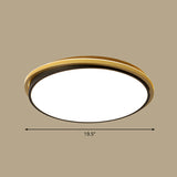 Minimalist Gold And Black Acrylic Round Led Flush Light For Bedroom Ceiling / 19.5 Warm