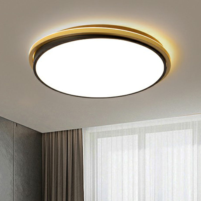 Minimalist Gold And Black Acrylic Round Led Flush Light For Bedroom Ceiling
