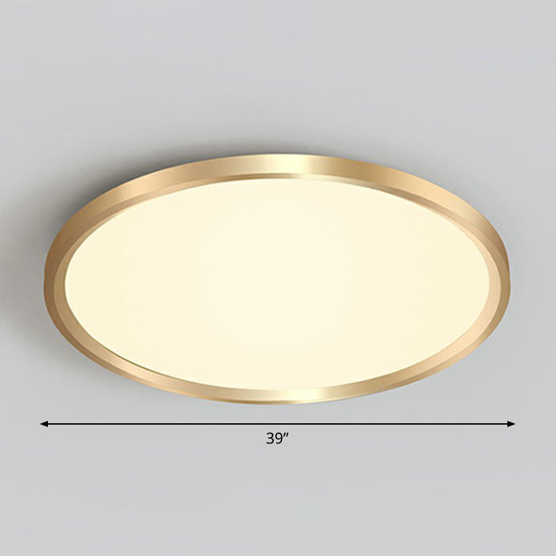 Gold Circle Bedroom Ceiling Flush Mount Led Light With Acrylic Simplicity / 39 Warm