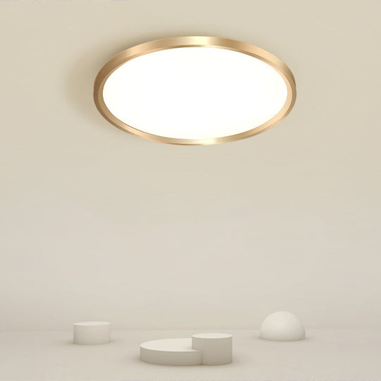 Gold Circle Bedroom Ceiling Flush Mount Led Light With Acrylic Simplicity