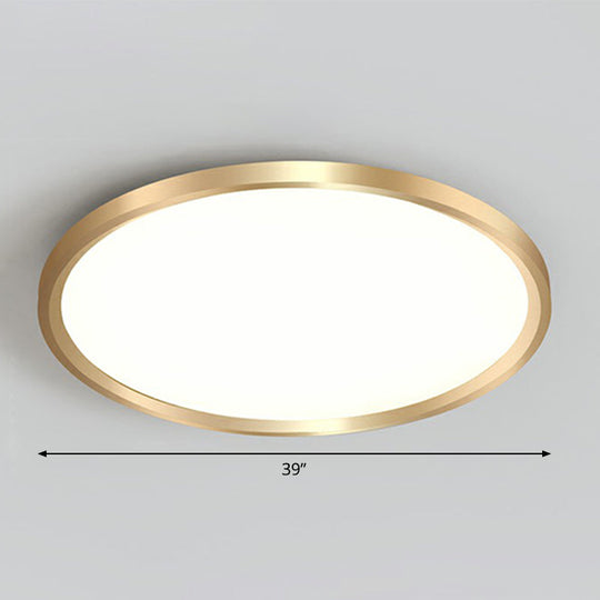 Gold Circle Bedroom Ceiling Flush Mount Led Light With Acrylic Simplicity / 39’ White