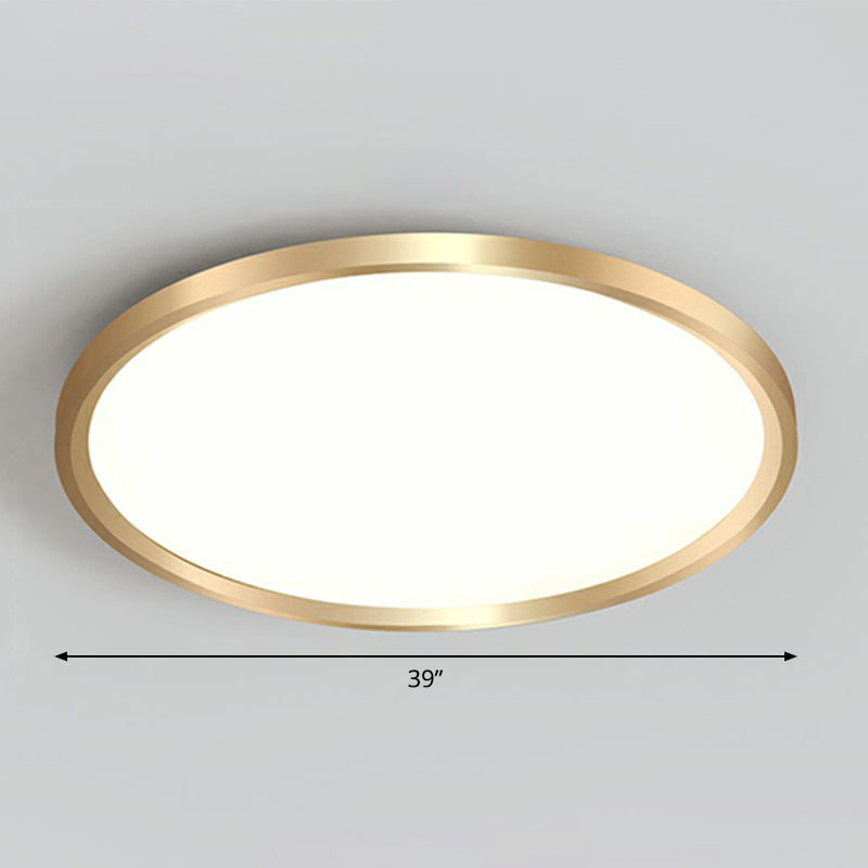 Gold Circle Bedroom Ceiling Flush Mount Led Light With Acrylic Simplicity / 39 White