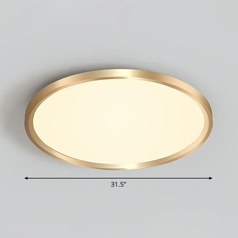 Gold Circle Bedroom Ceiling Flush Mount Led Light With Acrylic Simplicity / 31.5’ Warm