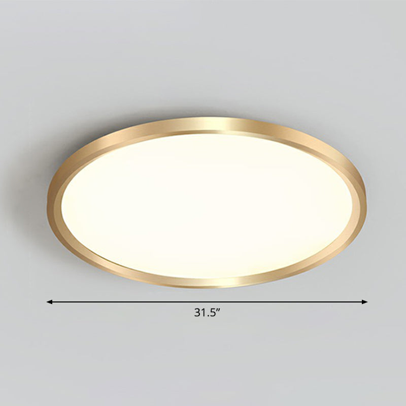 Gold Circle Bedroom Ceiling Flush Mount Led Light With Acrylic Simplicity / 31.5’ Remote Control