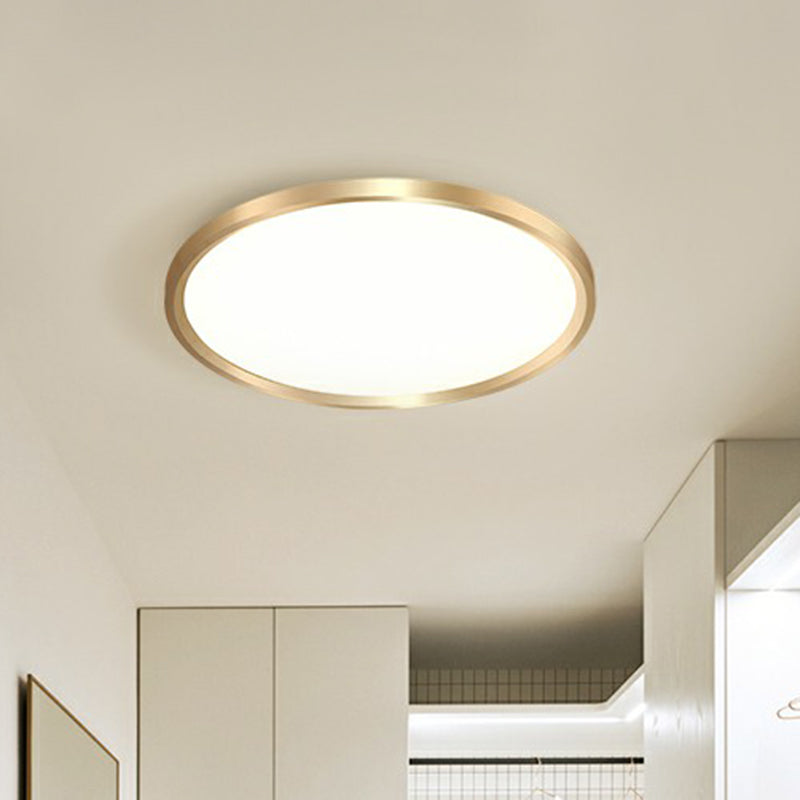 Gold Circle Bedroom Ceiling Flush Mount Led Light With Acrylic Simplicity