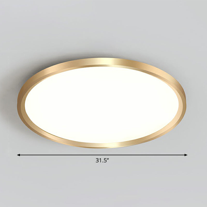 Gold Circle Bedroom Ceiling Flush Mount Led Light With Acrylic Simplicity / 31.5’ White