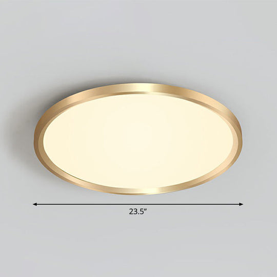 Gold Circle Bedroom Ceiling Flush Mount Led Light With Acrylic Simplicity / 23.5 Warm